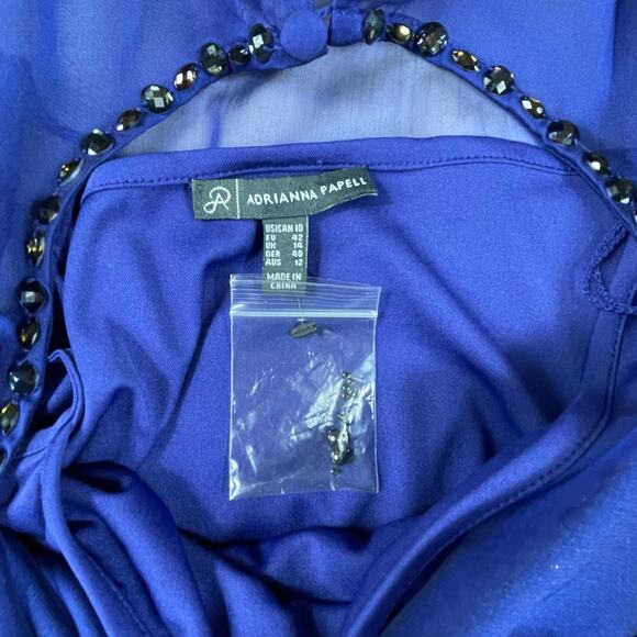 š„NWT ($120) Adrianna Papell Beaded Bishop Sleeve Sheer Chiffon Feminine Blouse - Picture 10 of 16